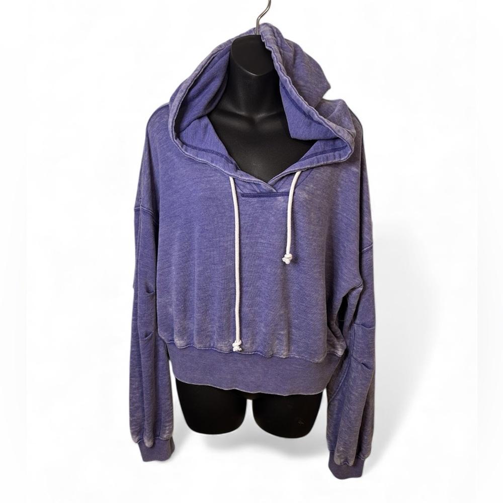 Free people blue burnout hoodie - Picture 2 of 7